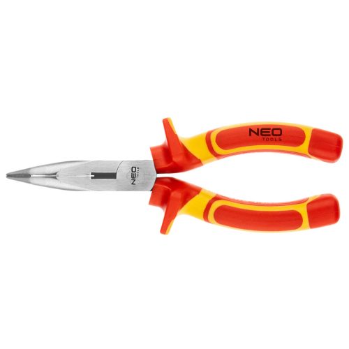 NEO TOOLS Hajlított csőrű fogó 1000V, szigetelt, 180mm (7"), CrV, polírozott 25 év garanciával 01-228