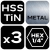 NEO TOOLS Lépcsős fúrókészlet, 3db-os, HSS-Titán, 3-20mm, hatszög szárral 08-948