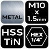 NEO TOOLS Gépi menetfúró, 2az1ben előfúró éllel, HSS-Titán, M10X1,5mm, hatszög szárral 08-956