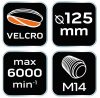 NEO TOOLS Hordozó korong 125mm polírkoronghoz 130x150mm, tépőzáras 08-968