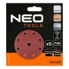 NEO TOOLS Csiszolókorong tépőzáras 150mm, P180, 9 lyukkal, 5db, 04-721-hez 08-995