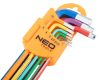 NEO TOOLS Imbuszkulcs készlet 9db hosszú 1.5-10mm, színes 25 év garanciával 09-512