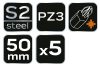 NEO TOOLS Torziós ütvecsavarozó bitek S2, 50mm, PZ3, 5db 09-580
