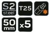 NEO TOOLS Torziós ütvecsavarozó bitek S2, 50mm, T25, 5db 09-585
