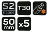 NEO TOOLS Torziós ütvecsavarozó bitek S2, 50mm, T30, 5db 09-587