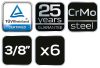 NEO TOOLS Törtcsavar-kihajtó készlet 3/8" 6db, 2-10mm (M5-M20) 25 év garanciával 09-605