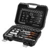 NEO TOOLS Dugókulcs készlet, átmenő racsnis hajtókarokkal, 1/4"- 3/8", 46 db 25 év garanciával 10-019