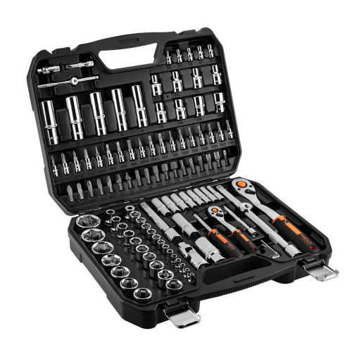 NEO TOOLS Dugókulcskészlet + bitkészlet 1/4", 1/2", 110db 25 év garanciával 10-066