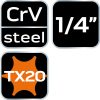 NEO TOOLS Torx dugókulcs 1/4" 37mm TX20 10-324