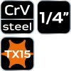 NEO TOOLS Torx dugókulcs 1/4" 87mm TX15 10-341