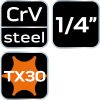 NEO TOOLS Torx dugókulcs 1/4" 87mm TX30 10-345
