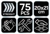 NEO TOOLS Kéz-és felülettisztító csiszolókendő, 75 lap, ragasztó, gyanta, szilikon, lakk, festék, poliuretán hab és polimer 10-408
