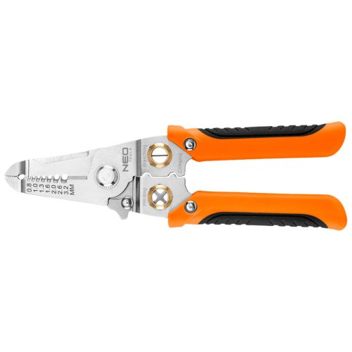 NEO TOOLS Krimpelő-, kábelsaru fogó, 6az1ben, 0,8-3,2mm 01-549