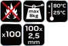 NEO TOOLS KÁBELKÖTEGELŐ, gyorskötöző, 2,5mm x 100mm, fehér, 100db 01-605