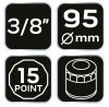 NEO TOOLS Olajszűrő kulcs 95mm, 15 pontos, 3/8" kulcsnyílással 11-369