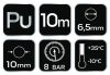 NEO TOOLS Pneumatikus spiráltömlő, 6,5 x 10mm x 10m, PU 12-071