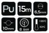 NEO TOOLS Pneumatikus spiráltömlő, 6,5 x 10mm x 15m, PU 12-072