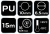 NEO TOOLS Pneumatikus spiráltömlő, 6,5x10mm x 15m, PU 12-072-1