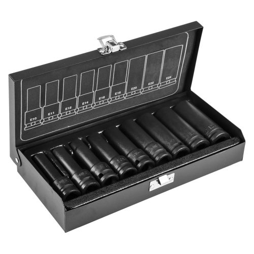 NEO TOOLS Gépi dugókulcskészlet 1/2" 9db hosszú torx E 10-24 CR-MO 12-110