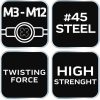 NEO TOOLS Hajtókar menetmetszőkhöz, M3-M12, csavarrögzítéses 12-909