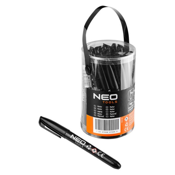 NEO TOOLS Jelölőfilc, vízálló olajalapú festékkel, fekete, normál hegyű, Rendelési egység: 30db 13-855