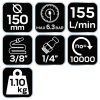 NEO TOOLS Pneumatikus excentercsiszoló 150mm, vákumos porelszívással 2 év garanciával 14-013