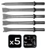 NEO TOOLS Vésőszár készlet pneumatikus vésőkalapácshoz 5db 14-029