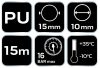 NEO TOOLS Pneumatikus spiráltömlő, 10x15mm x 15m, PU 14-800-1