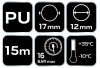 NEO TOOLS Pneumatikus spiráltömlő, 12x17mm x 15m, PU 14-802-1