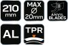 NEO TOOLS Metszőolló, rávágó, max 20mm, teflon bevonat, alu ház, 210mm 15-213