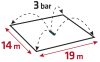 VERTO Négyszögesőztető, billenő, öntöző, 14x19m - 266 m2, 16 fúvóka 15G773