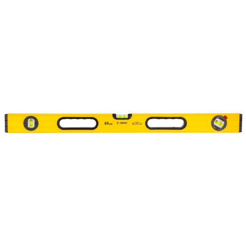 TOPEX Vízmérték, 60cm, 3 libella, 2 markolat, aluminium, ±0,5mm/m 29C602