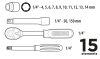Top Tools Dugókulcskészlet 1/4", 15db 38D525
