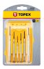 TOPEX Műszerész, Precíziós Csavarhúzó készlet, CRV, 6db, lapos: 1,4, 2,0, 2,4mm, kereszt: PH00, PH0, PH2 39D559