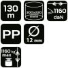 NEO TOOLS Kötél, fonatolt polipropilén 12mm/ 130m 49-946