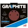 GRAPHITE Tépőzáras csiszolópapír K80, háromszög alakú 12 lyukakkal, 5db csiszolóhoz 59G264 54H032