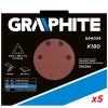 GRAPHITE Tépőzáras csiszolópapír K180, háromszög alakú 12 lyukakkal, 5db csiszológéphez 59G264 54H034