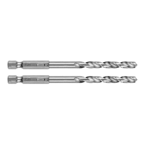 GRAPHITE Csigafúró, 1/4" hatszög szárral, HSS DIN 338, 6mm, 2db/cs 54T711