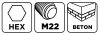 GRAPHITE Koronafúró, körkivágó adapter, hatszög szárral, központfúróval, M22, 200mm 55H330