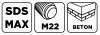 GRAPHITE Koronafúró, körkivágó adapter, SDS Max szárral, központfúróval, M22, 190mm 55H332