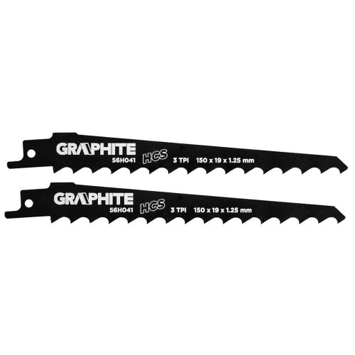 GRAPHITE Orrfűrészlap, HCS, 150x19x1.25mm, 3TPI, 2db 56H041