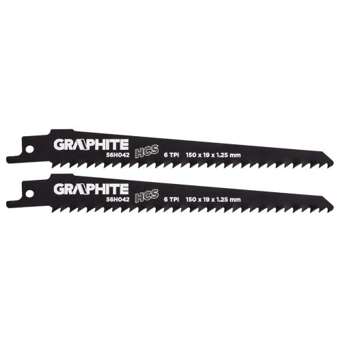 GRAPHITE Orrfűrészlap, HCS, 150x19x1.25mm, 6TPI, 2db 56H042