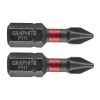 GRAPHITE Torziós ütvecsavarozó bit PH1x25mm, 2db 56H500