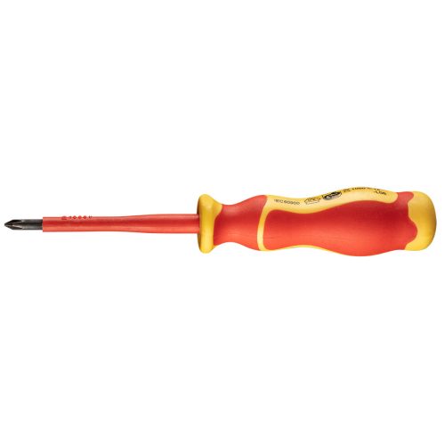 NEO TOOLS Csavarhúzó PH 1000V, szigetelt, PH1x4.5x80mm, S2 acél 25 év garanciával 04-138