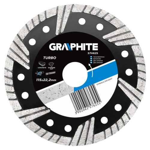 GRAPHITE Gyémánt vágókorong 115mm TURBO 57H625