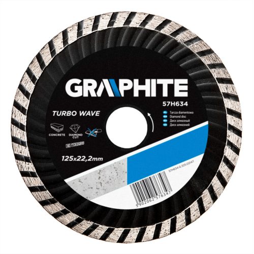 GRAPHITE Gyémánt vágókorong 125mm TURBO HŰTŐBORDÁS 57H634