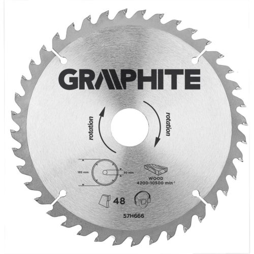 GRAPHITE Körfűrészlap keményfém fogakkal, 190x30mm, 40 fog 57H670