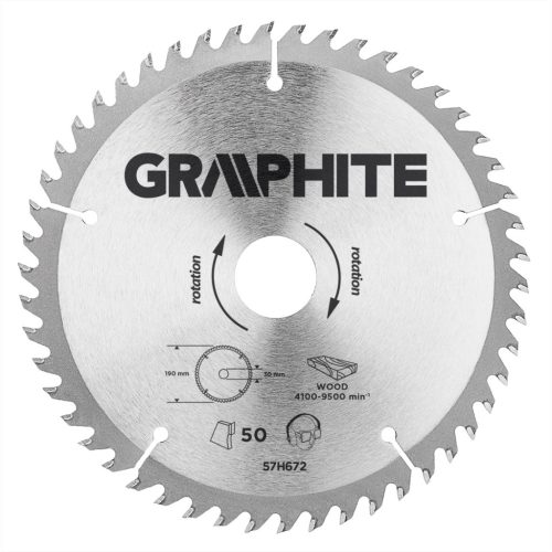 GRAPHITE Körfűrészlap keményfém fogakkal, 190x30mm, 50 fog 57H672