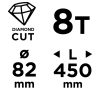 GRAPHITE Gyémánt magfúró korona, 82x450mm, 8 szegmenses, 58G540 géphez 57H861