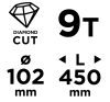GRAPHITE Gyémánt magfúró korona, 102x450mm, 9 szegmenses, 58G540 géphez 57H862